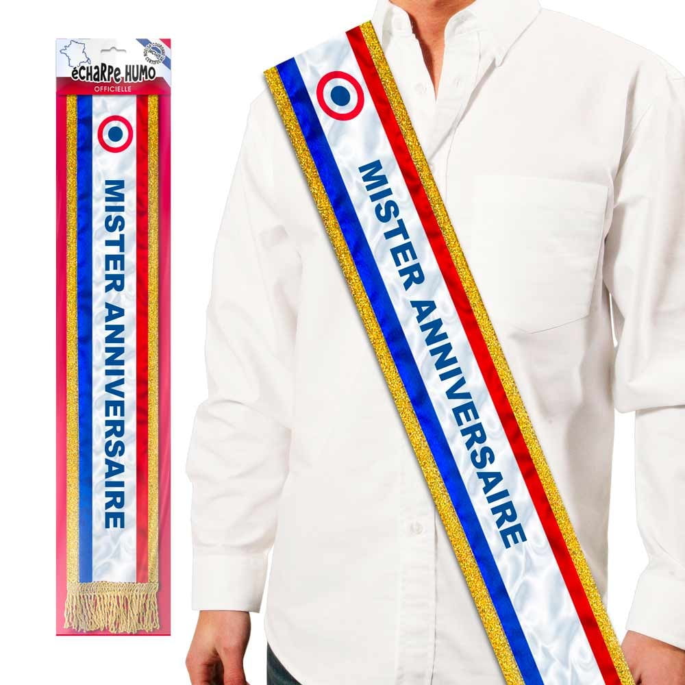 Echarpe tricolore Mister anniversaire