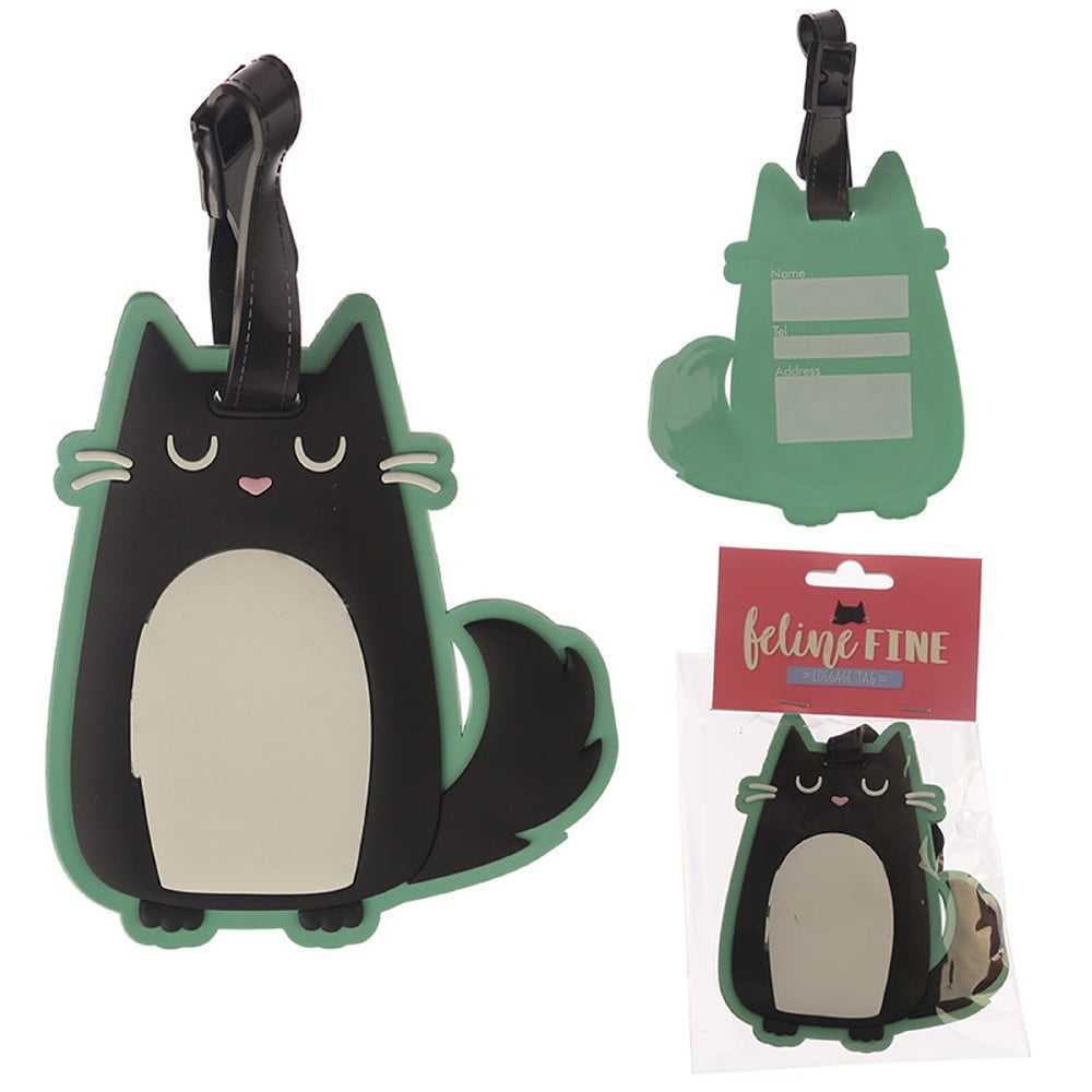 Etiquette à bagages Chat Feline Fine