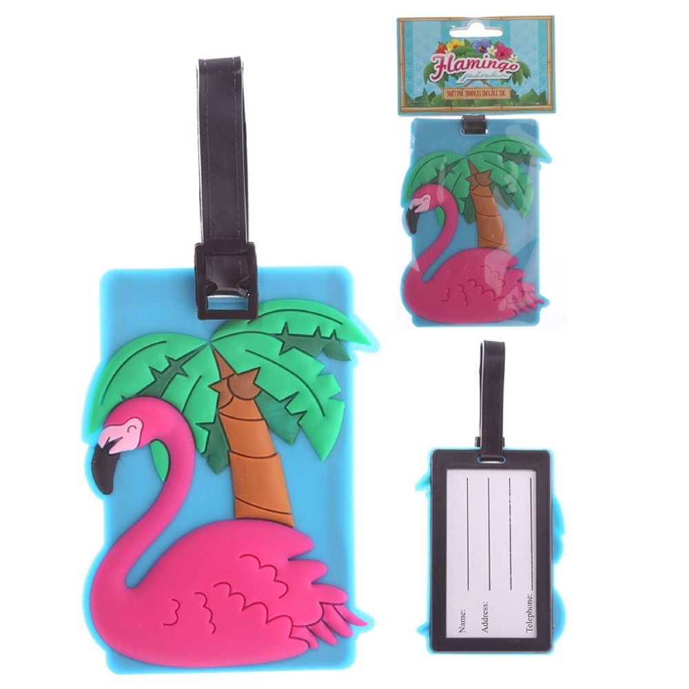 Etiquette à bagages Flamant rose