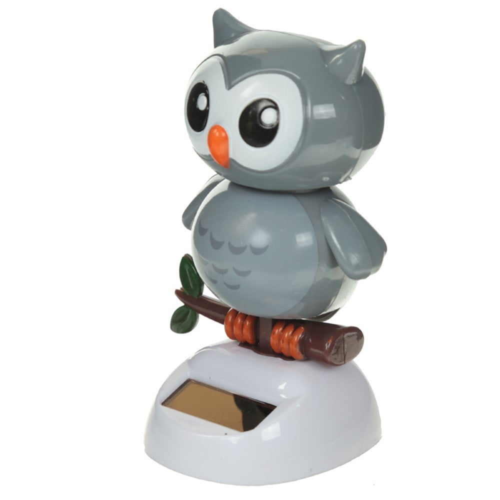 Figurine Solaire Chouette grise