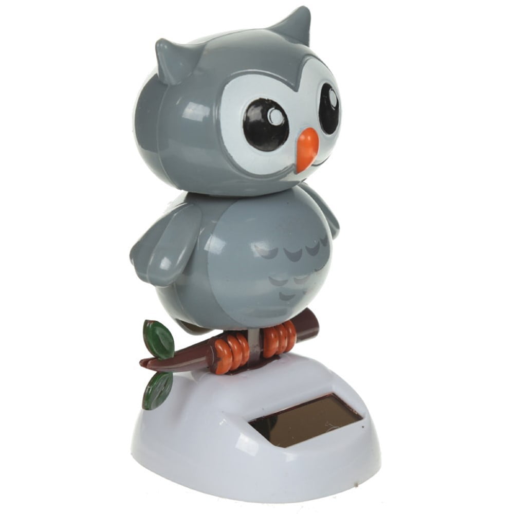 Figurine Solaire Chouette grise