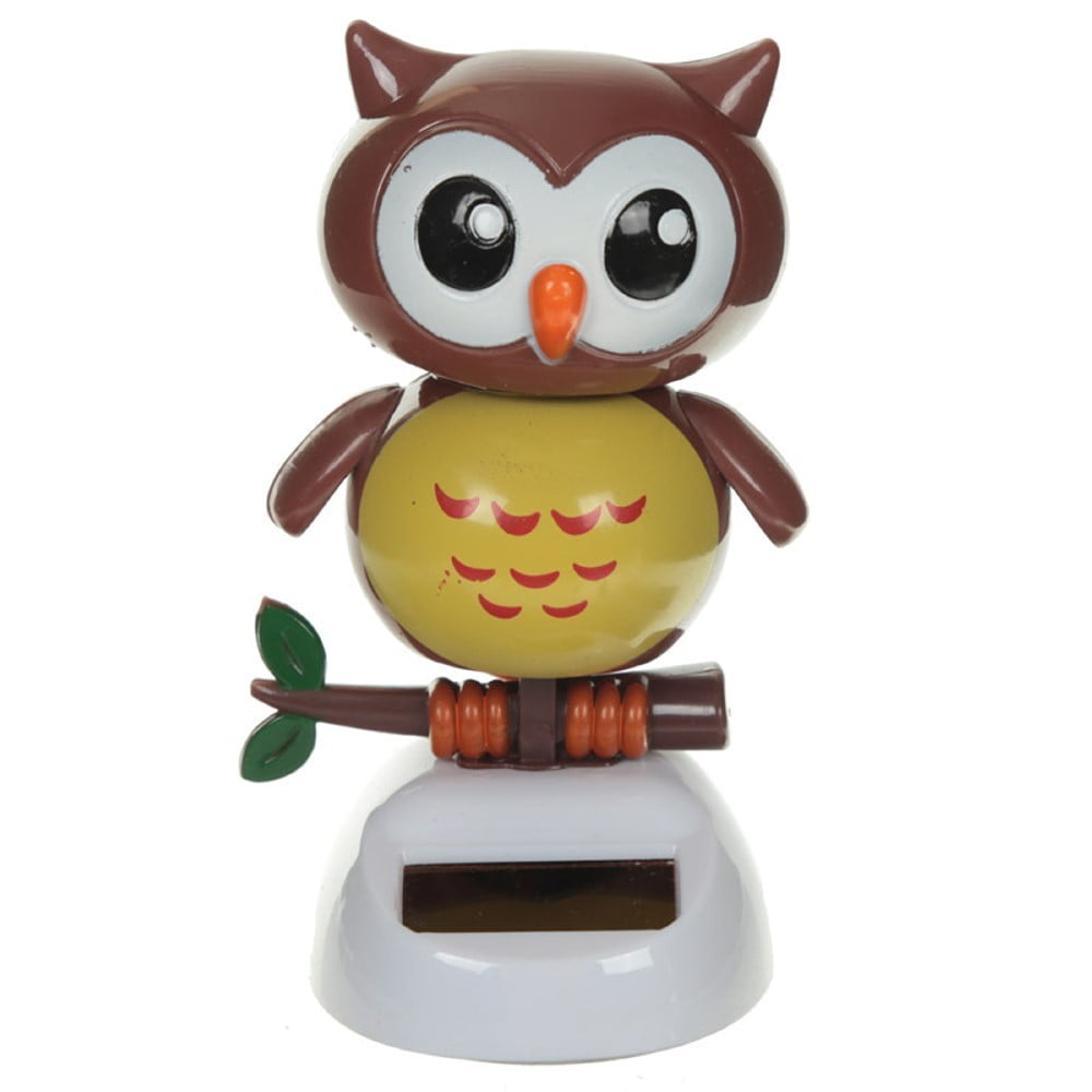 Figurine solaire Chouette marron