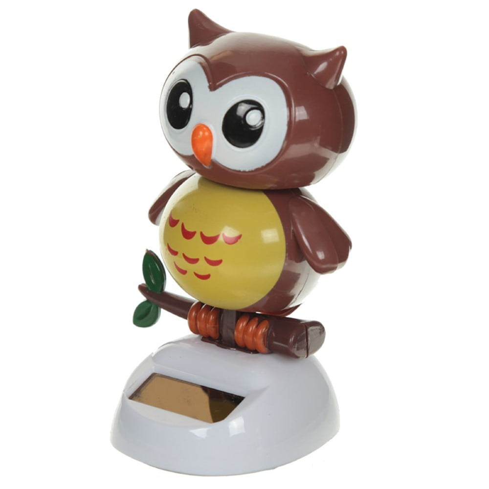 Figurine solaire Chouette marron