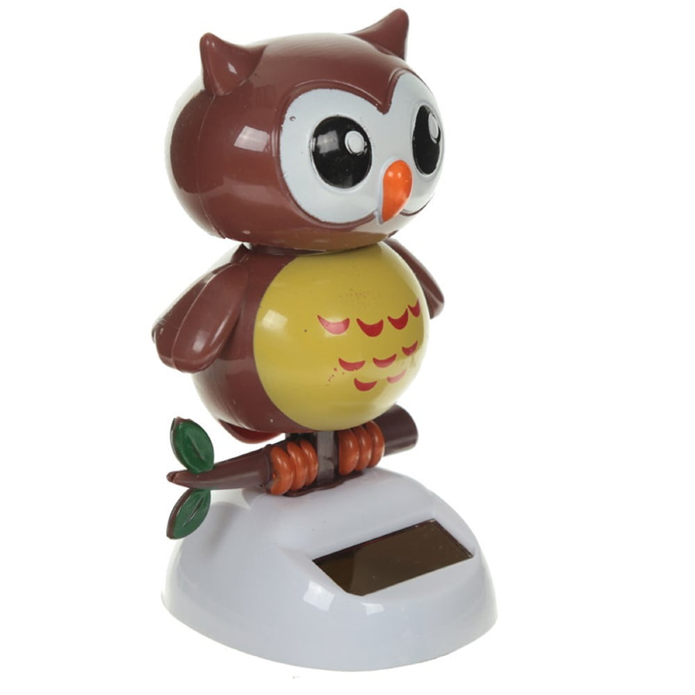 Figurine solaire Chouette marron