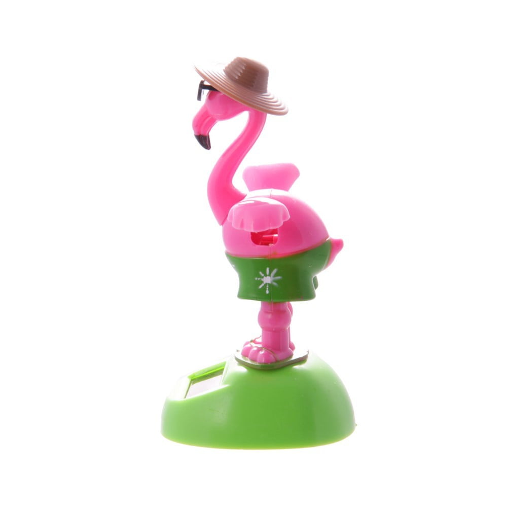 Figurine solaire Flamant rose lunettes