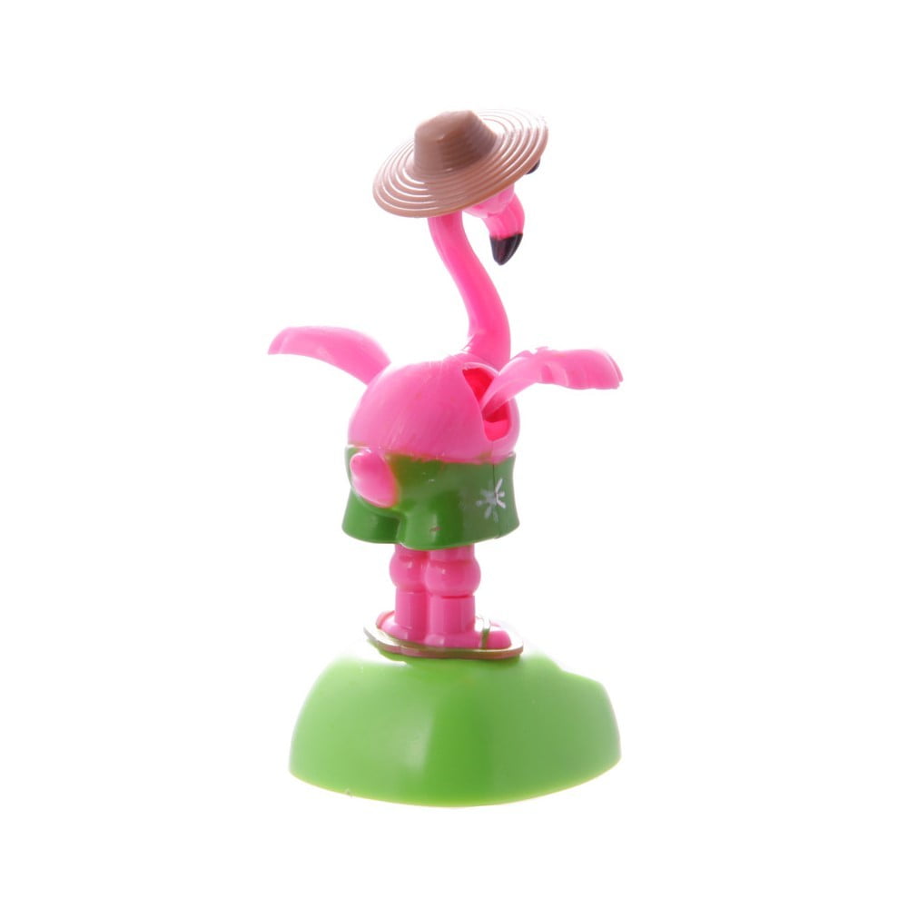 Figurine solaire Flamant rose lunettes