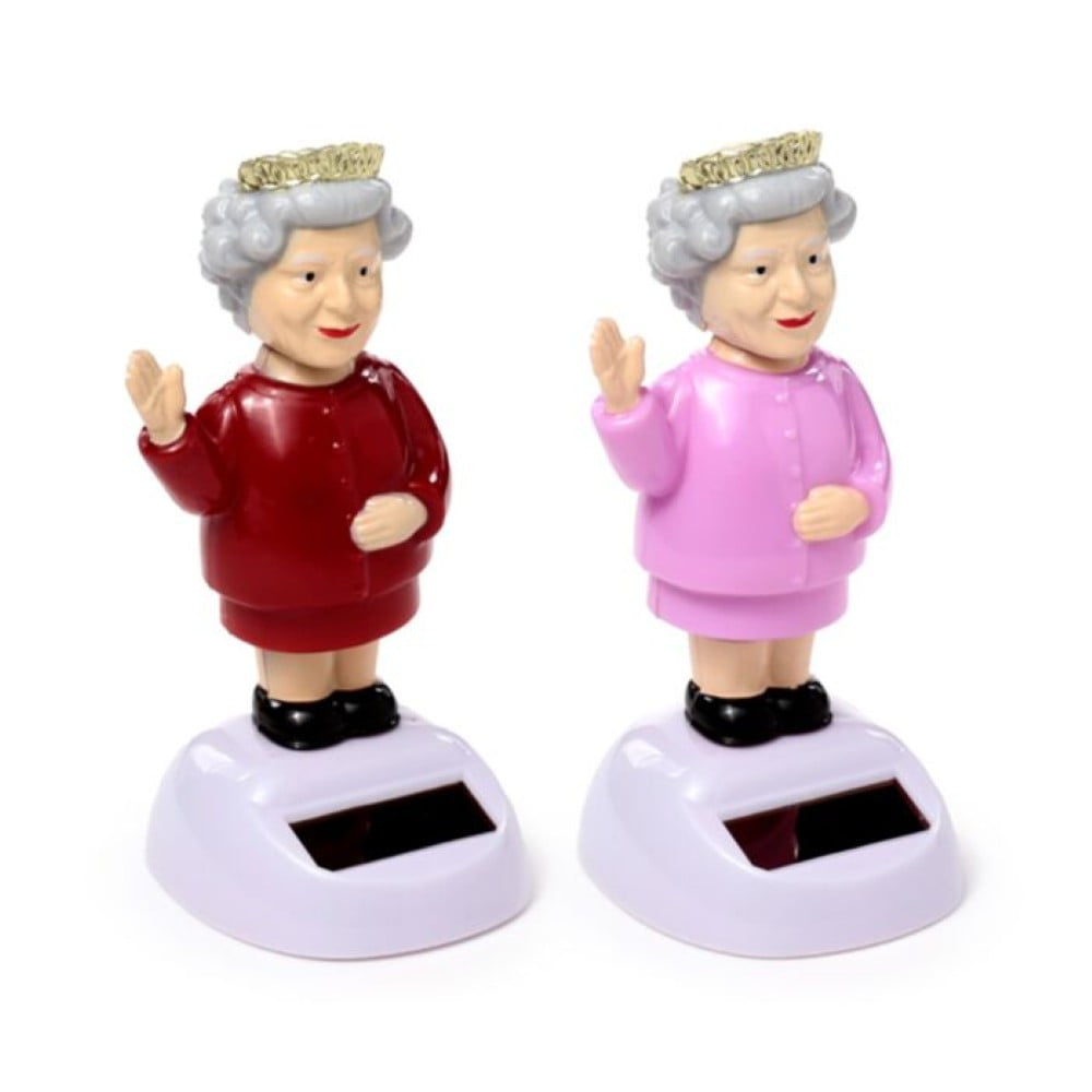Figurine solaire Reine Elizabeth – Tenue bordeaux