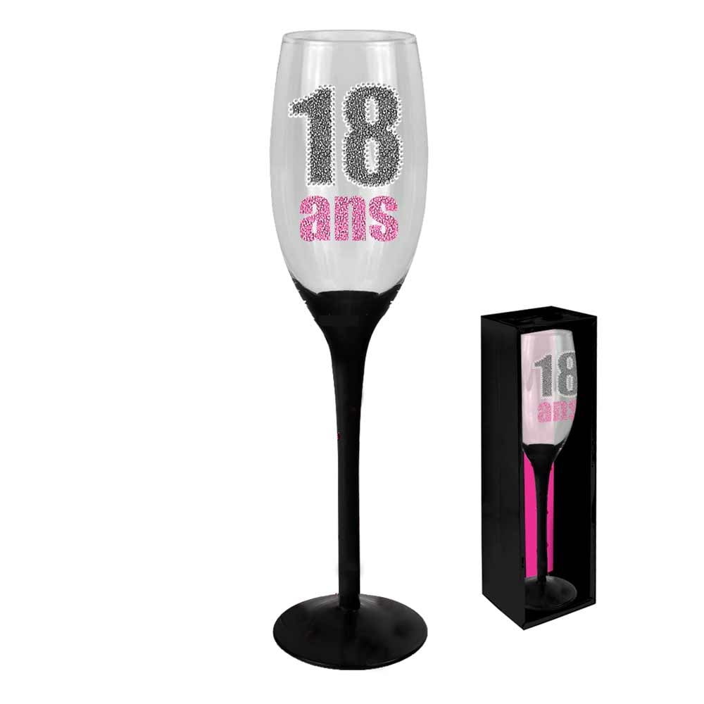 Flute a Champagne Anniversaire en Verre : Flute anniversaire 18 ans -  Hapy-Com