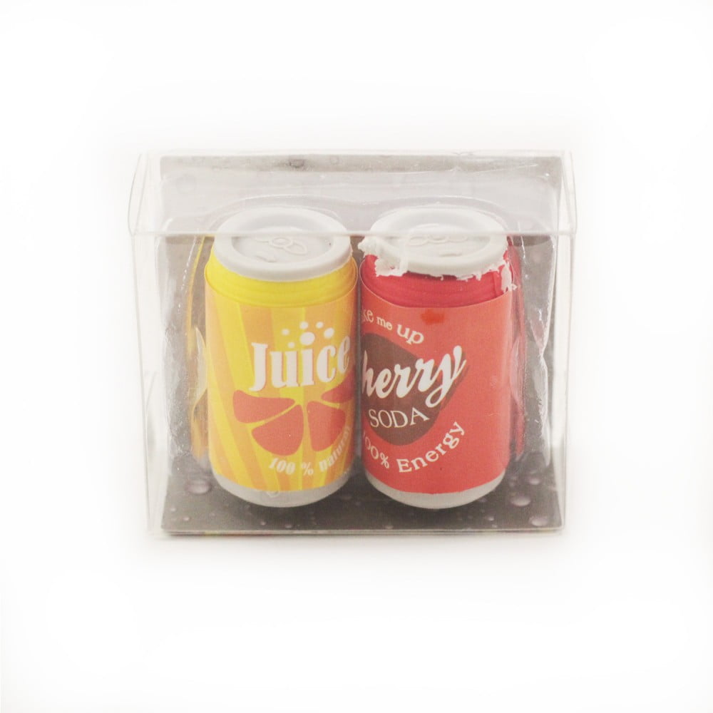 Gomme 2 cannettes de soda jaune et rouge