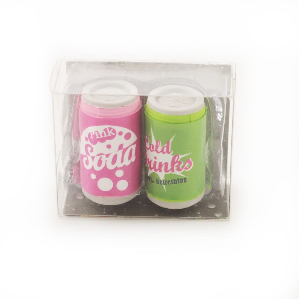Gomme 2 cannettes de soda rouge et verte