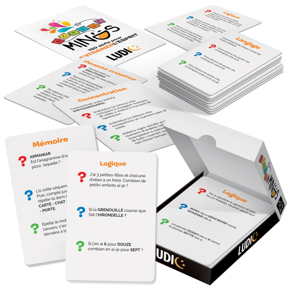 HEADU Brain Cards Active Minds 10 à 99 ans : 150 défis pour stimuler votre cerveau