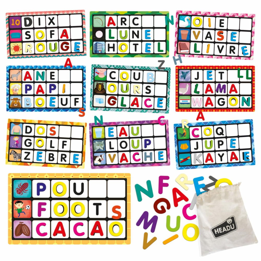Headu jeu Lettres et mots Montessori âge 3 à 6 ans