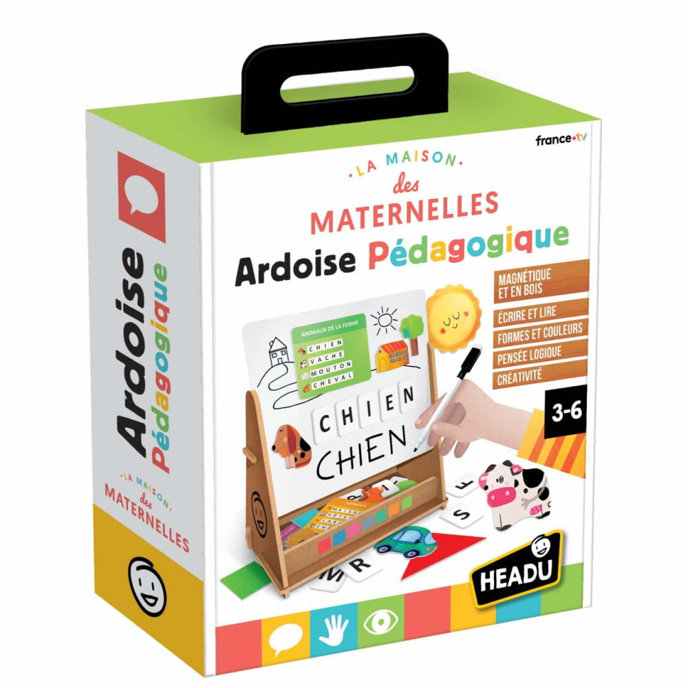 Headu Ardoise pédagogique en bois âge 3 à 6 ans Maison des maternelles
