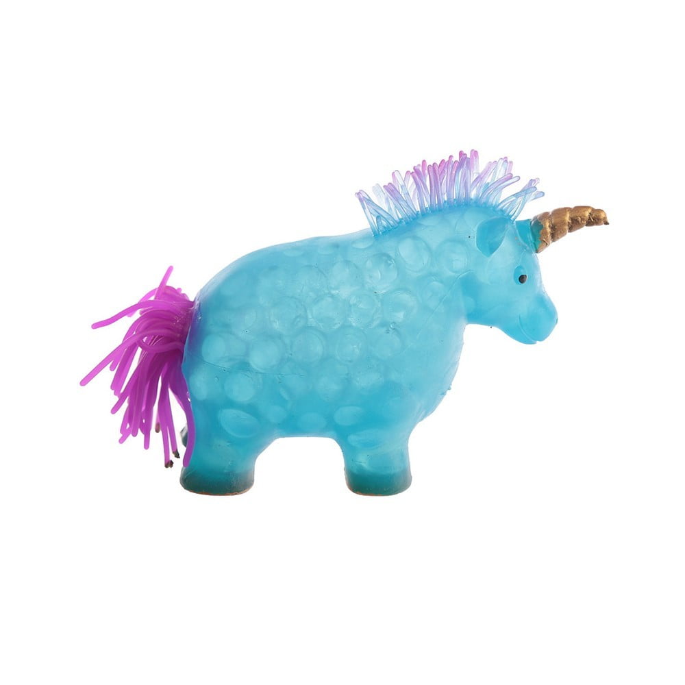 Licorne à presser bleue à billes