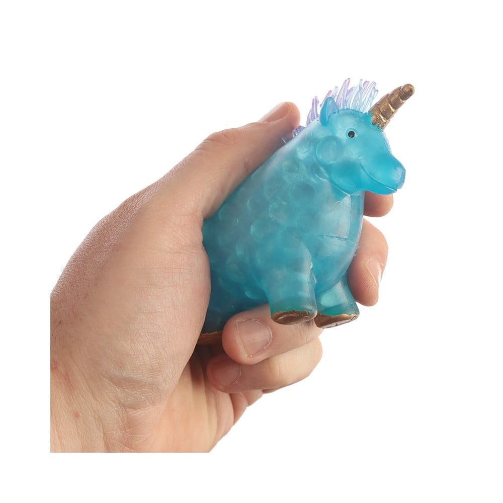 Licorne à presser bleue à billes