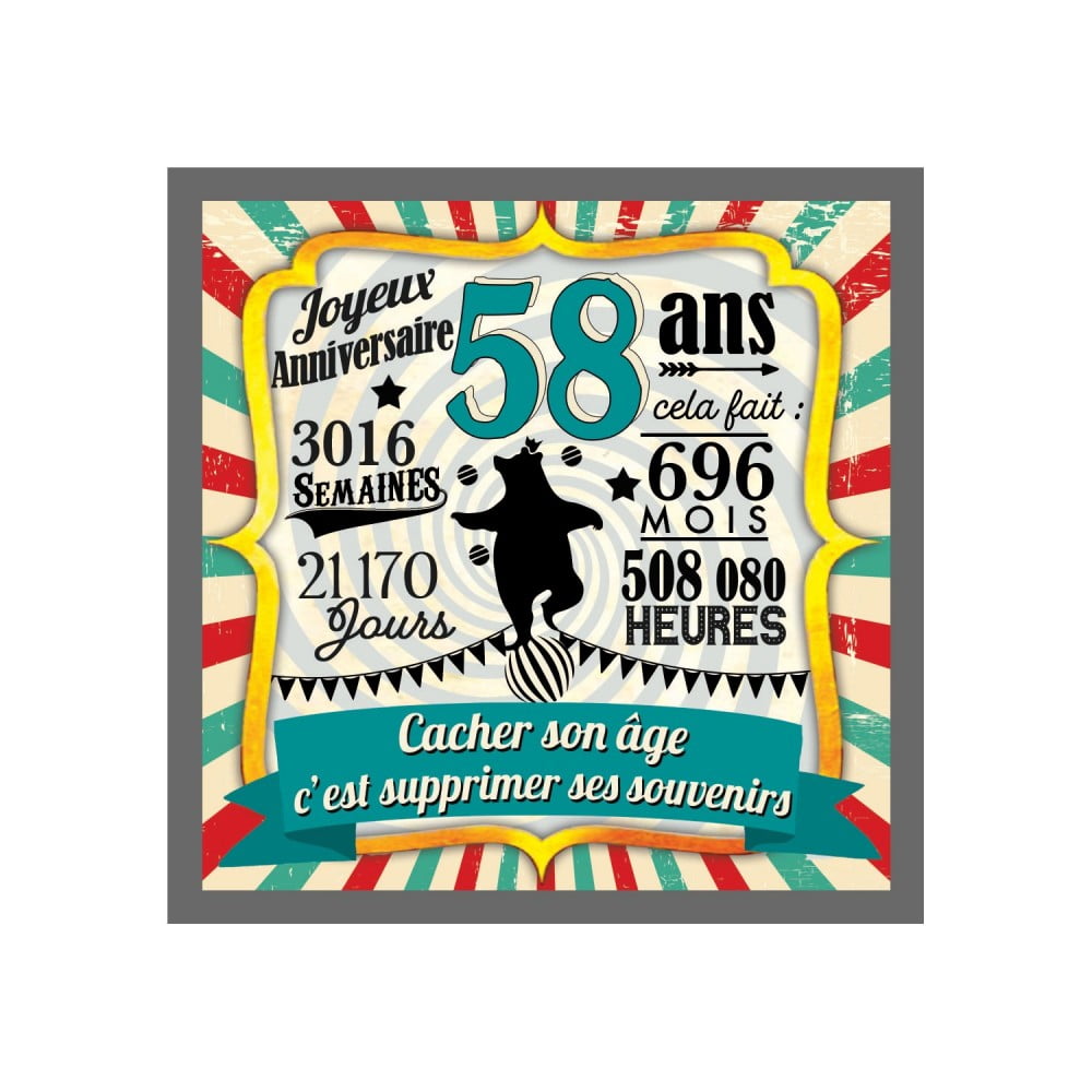 Magnet Anniversaire 58 ans