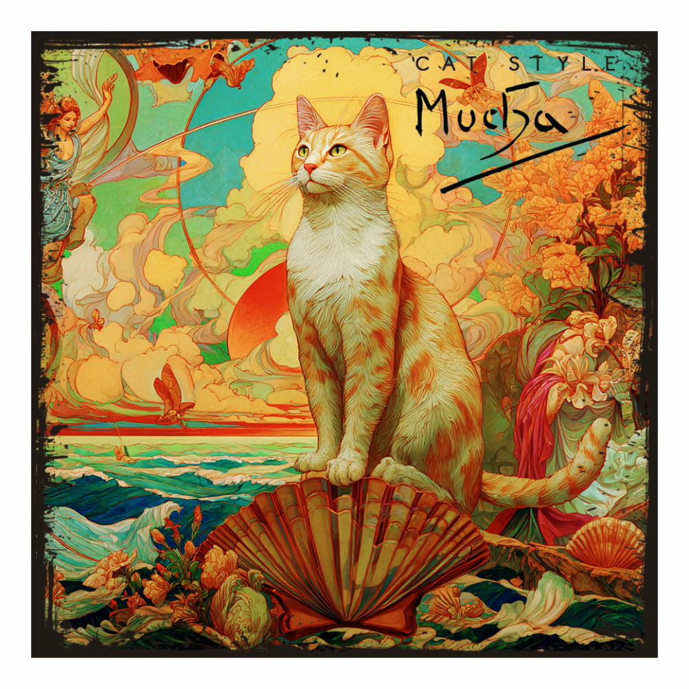Magnet artistique Chat "L'art d'être un chat" Mucha