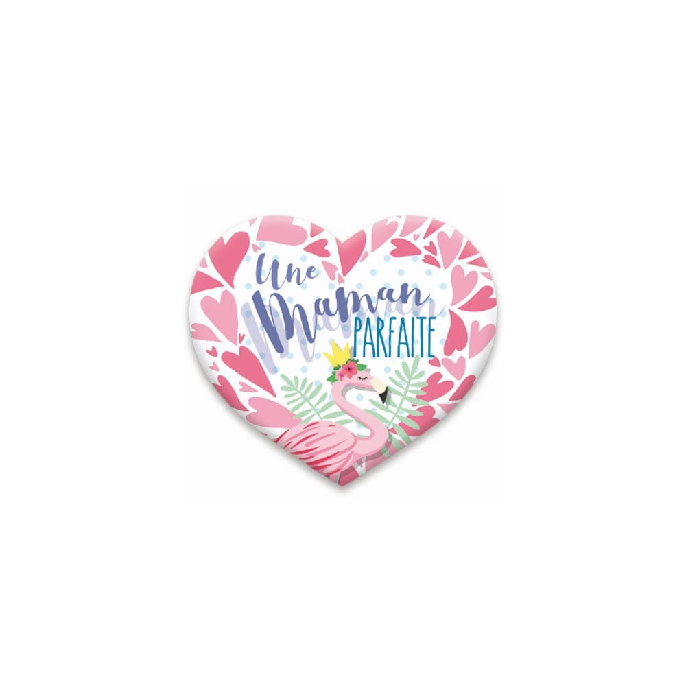 Magnet coeur Maman flamand rose