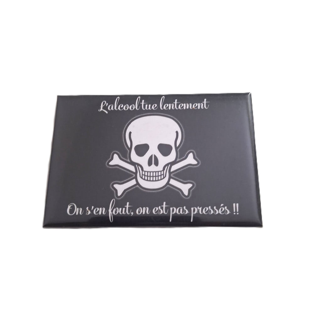 Magnet métal humoristique « L'alcool tue »