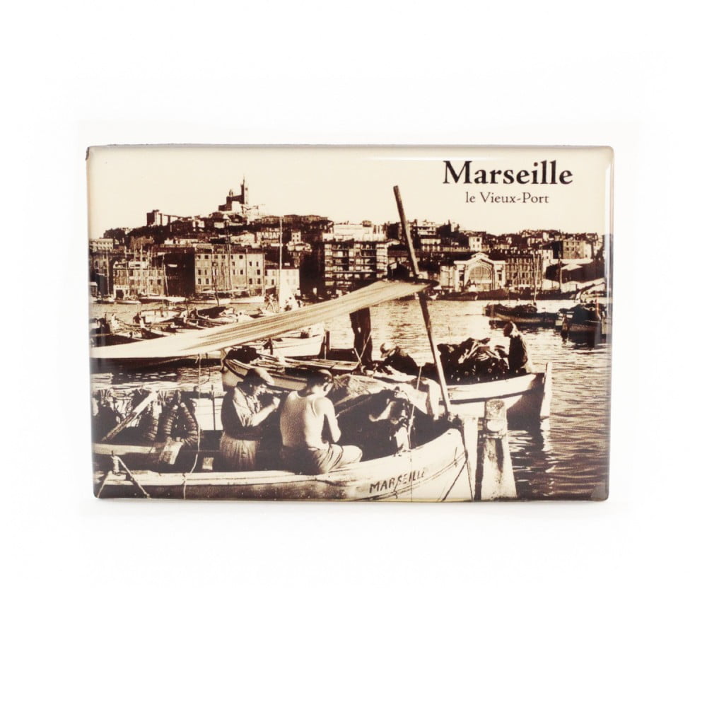 Magnet Photo Marseille Vieux Port noir et blanc