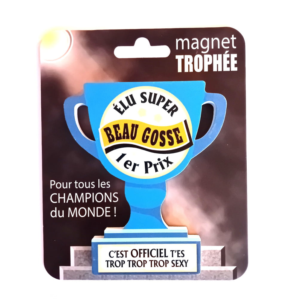 Magnet trophée bois Beau gosse