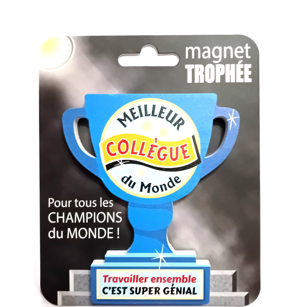 Magnet trophée bois Collègue