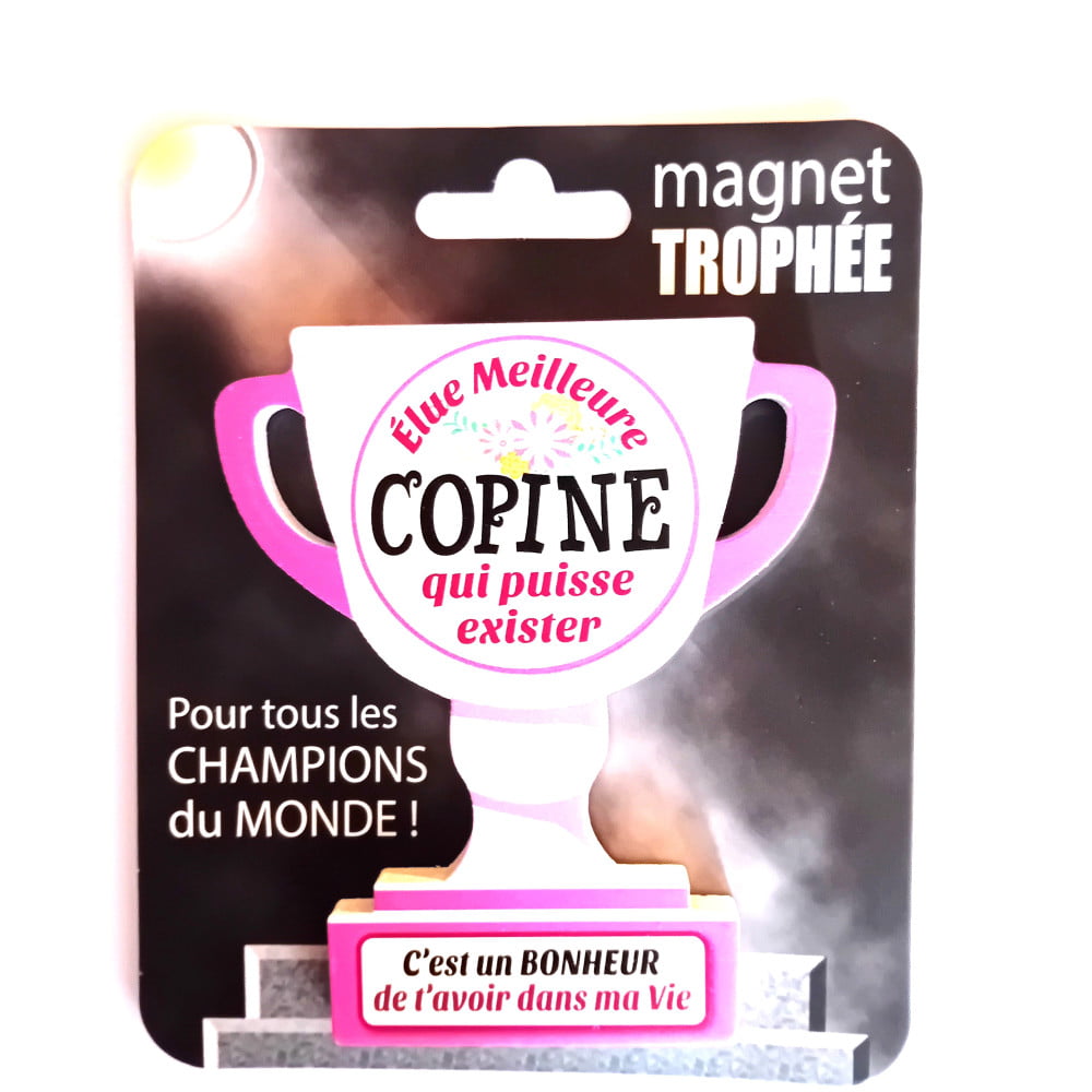 Magnet trophée bois Copine