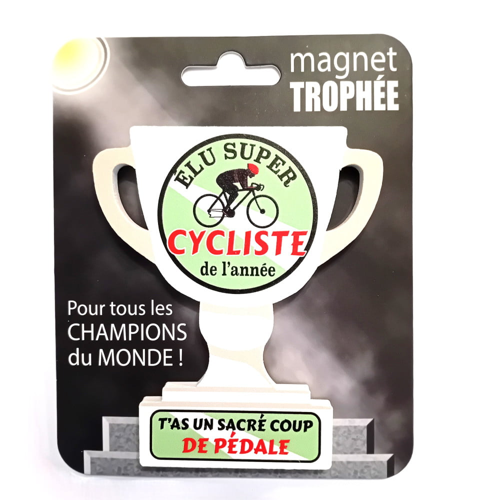 Magnet trophée bois Cycliste