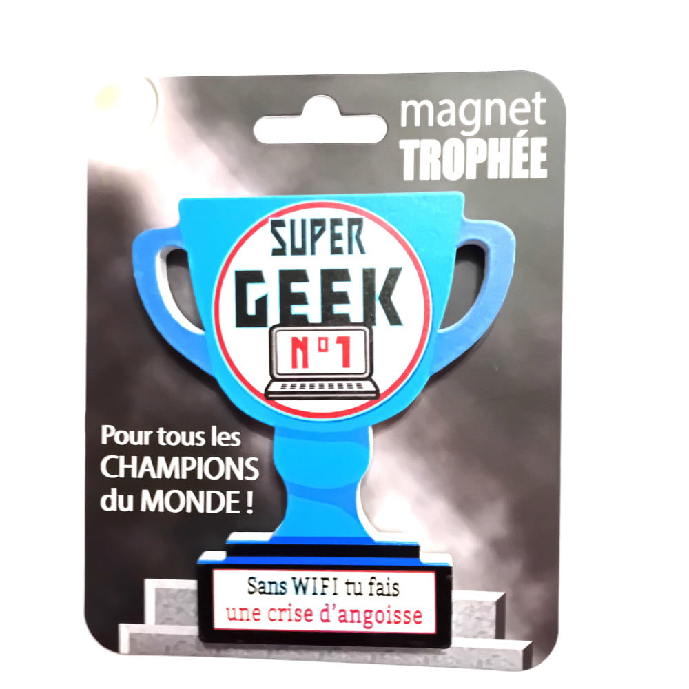 Magnet trophée bois Geek