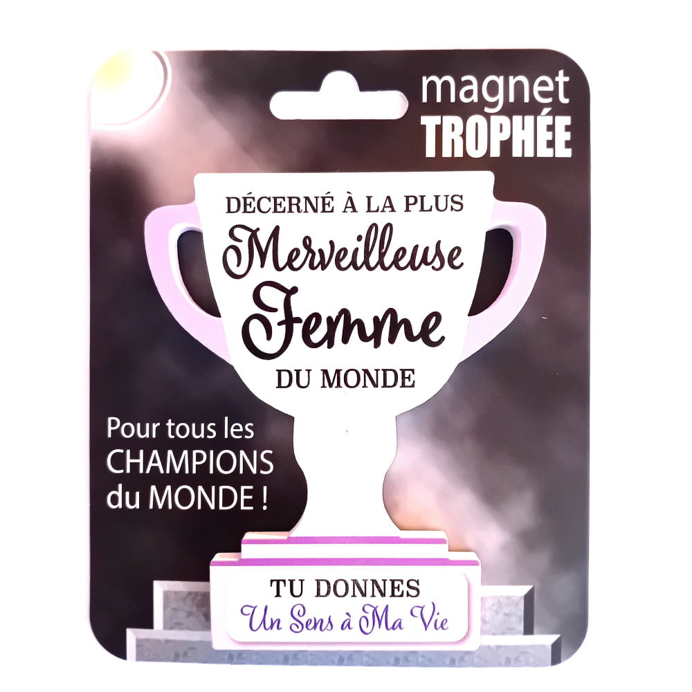 Magnet trophée bois Ma femme