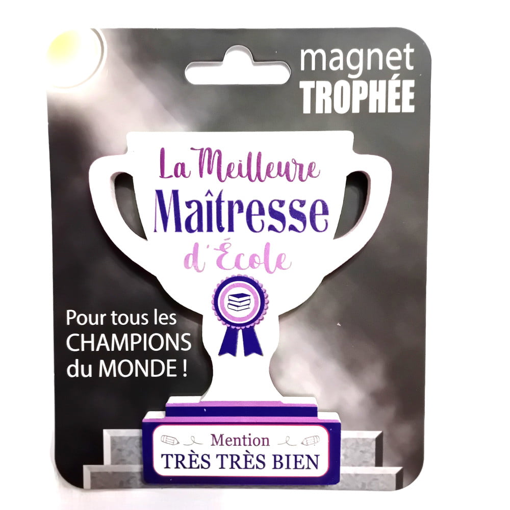 Magnet trophée bois Maîtresse