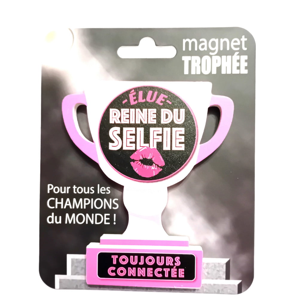 Magnet trophée bois Reine du selfie