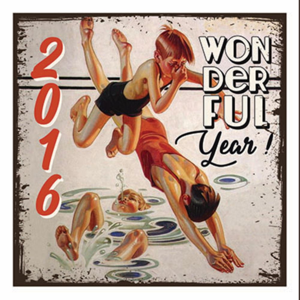 Magnet vintage carré Année 2016