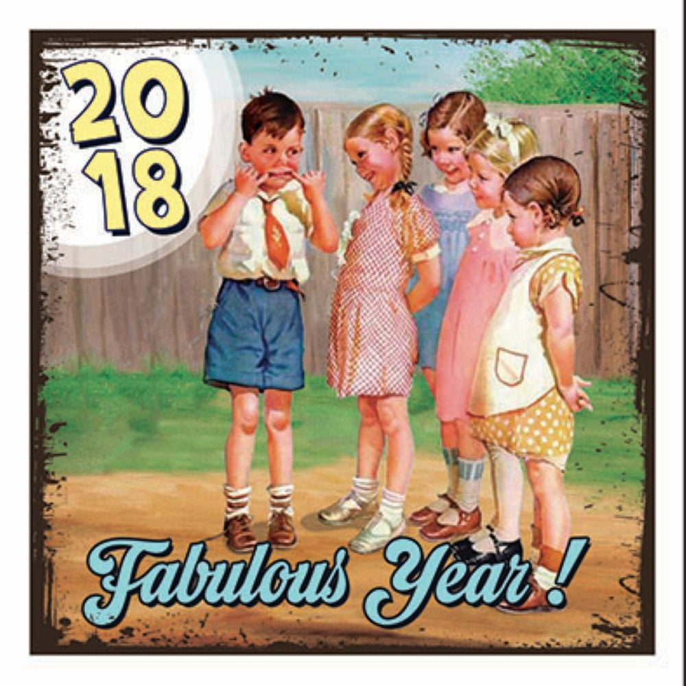 Magnet vintage carré Année 2018