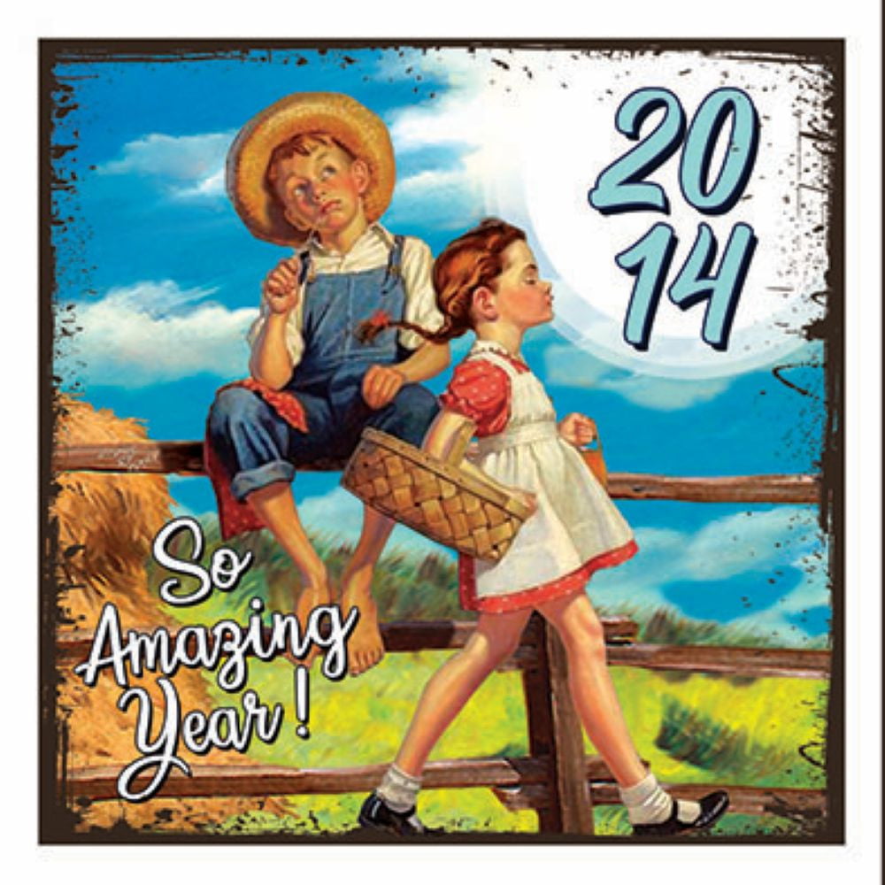 Magnet vintage carré Année 2014