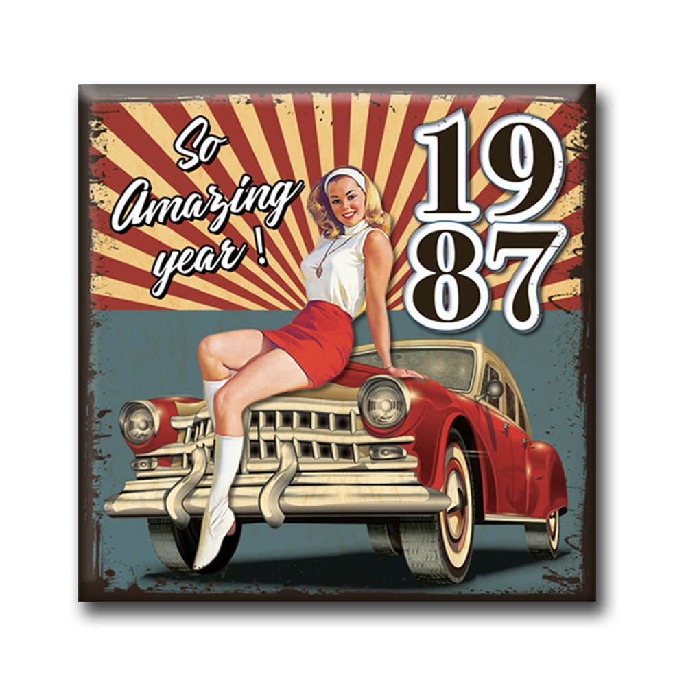 Magnet vintage carré Année 1987