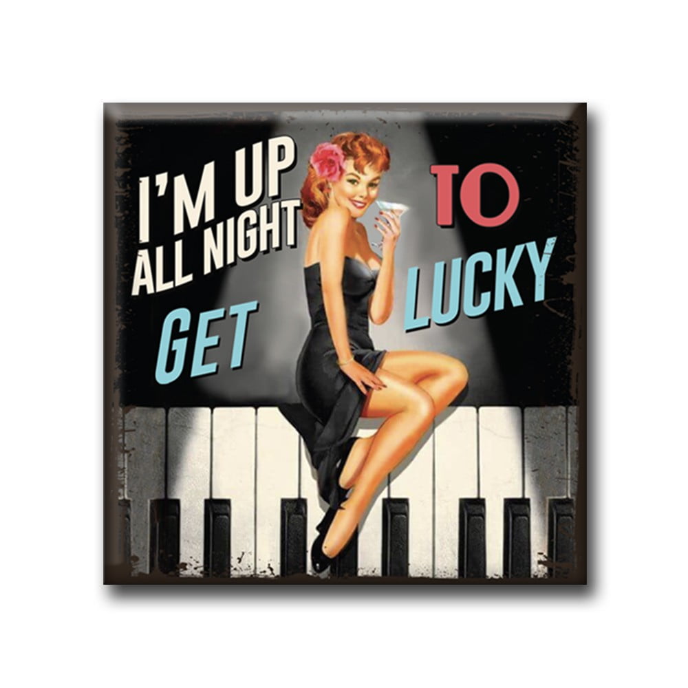 Magnet vintage carré Get lucky