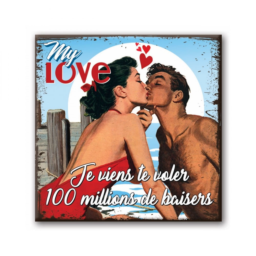 Magnet vintage love 100 millions de baisers