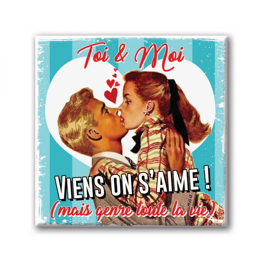 Magnet vintage love Viens on s'aime