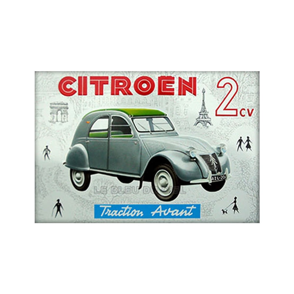 Magnet vintage Citroën 2CV fond gris