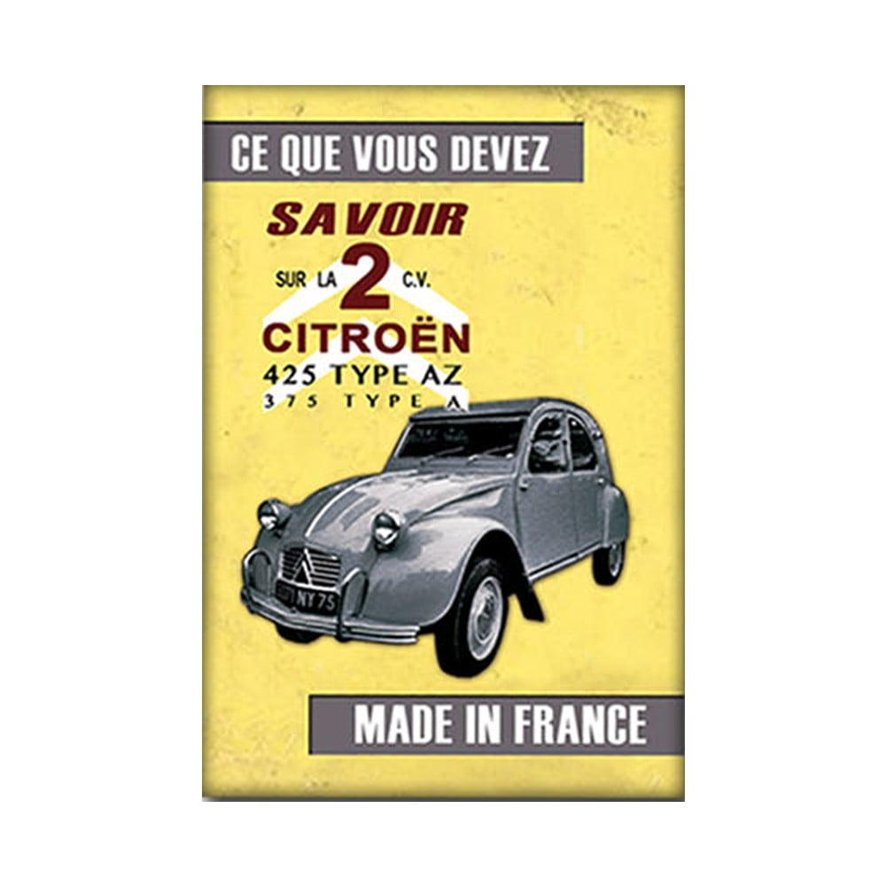 Magnet vintage Citroën 2CV fond jaune