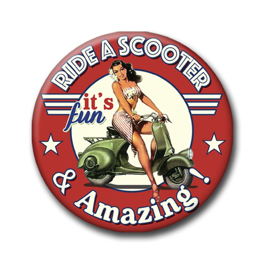 Magnet vintage rond Scooter