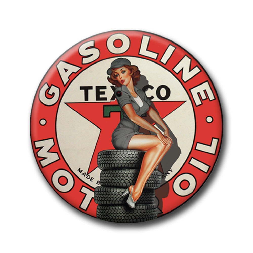 Magnet vintage rond Gazoline