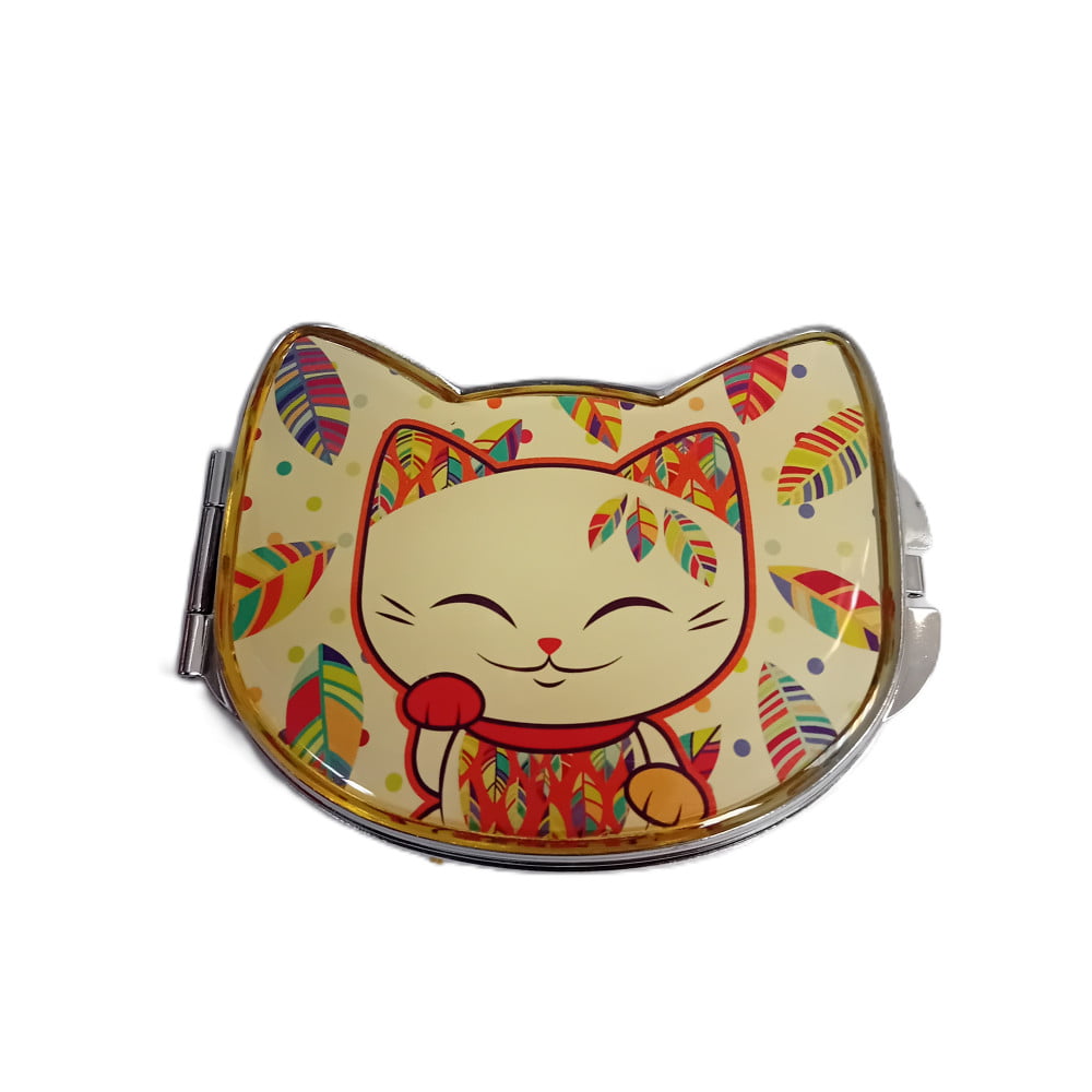 Miroir de poche double Mani The Lucky Cat blanc