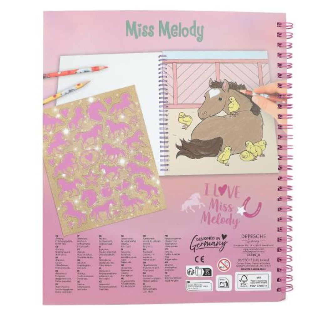 Miss Melody Livre de coloriage avec paillettes