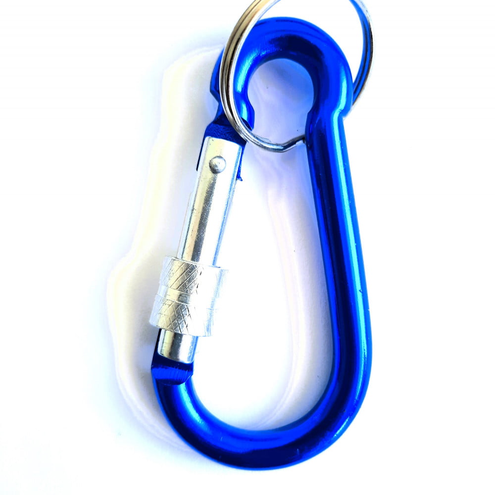 Mousqueton avec anneau porte clé bleu