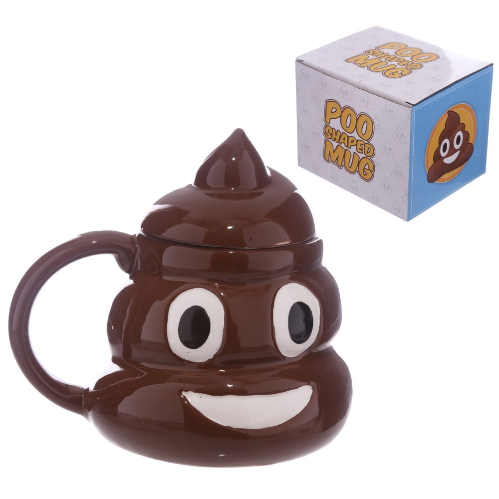 Mug Emoji poop marron avec couvercle