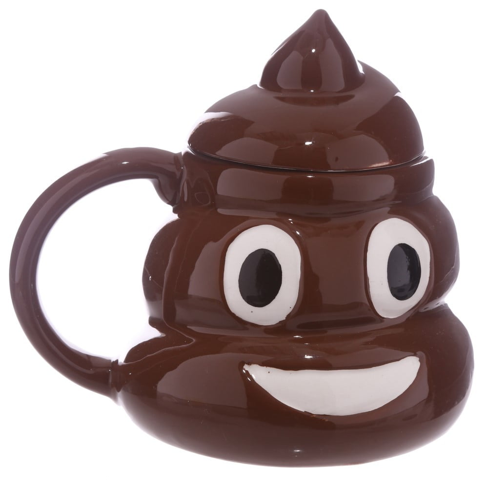 Mug Emoji poop marron avec couvercle