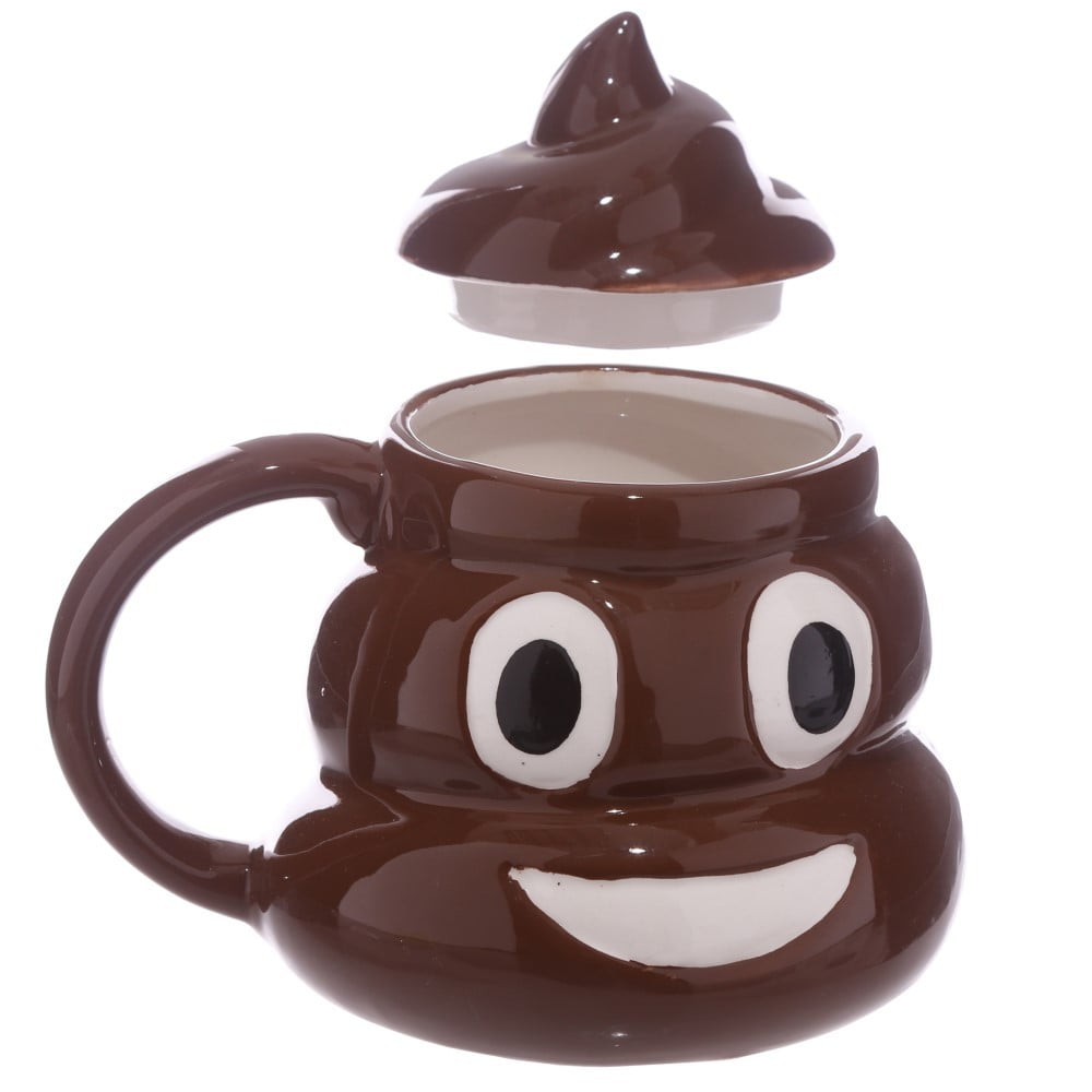 Mug Emoji poop marron avec couvercle