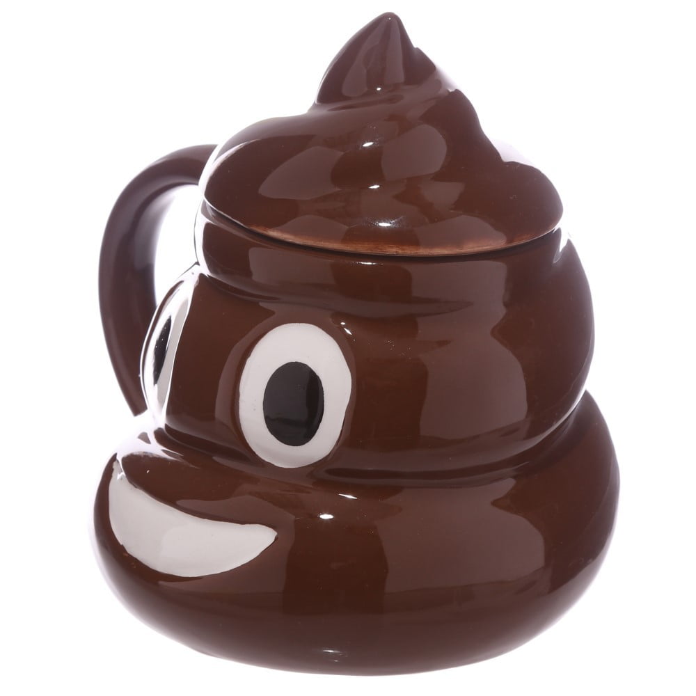 Mug Emoji poop marron avec couvercle